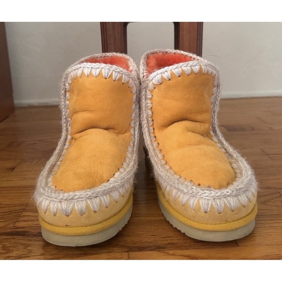 MOU Eskimo‎ Women's Sheepskin Boots RARE & Fun Yellow/ Orange Size 38 Eu 7.5 US - Picture 4 of 8
